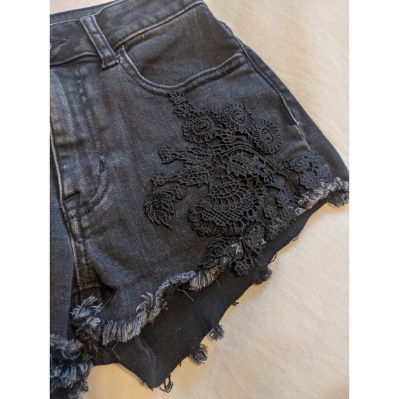 3/$20! AE Super Super Stretch Denim Lace Shorts - Picture 5 of 14